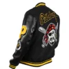 Pittsburgh Pirates Logo Mash Up Black Varsity Jacket Back