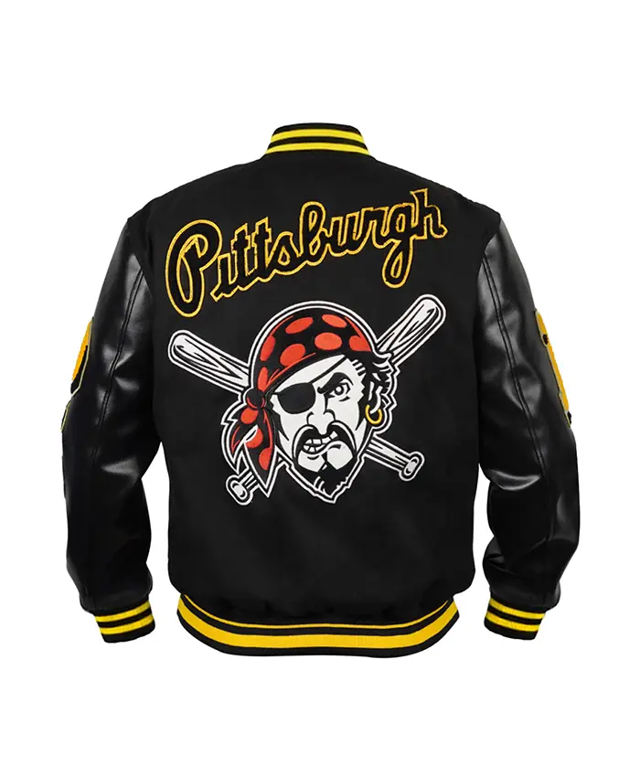 Pittsburgh Pirates Logo Mash Up Black Varsity Jacket For Sale