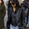 Rachel Zegler NYC Black Leather Blazer For Sale