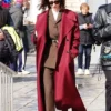 Rebecca Hall The Beauty Maroon Trench Coat