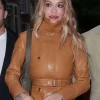Rita Ora Brown Leather Jacket