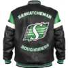Saskatchewan Roughriders Black Leather Varsity Jacket For Men and Women