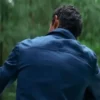 Shop Callum Turner Eternity Blue Cotton Jacket