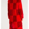 Shop Carrie Preston Elsbeth S03 Check Pattern Red Coat