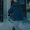 Shop Charlie Cox Merv Blue Fur Hooded Coat