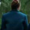 Shop Elizabeth Olsen Eternity Blue Wool Coat