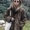 Shop Emilia Clarke 2025 Brown Long Jacket