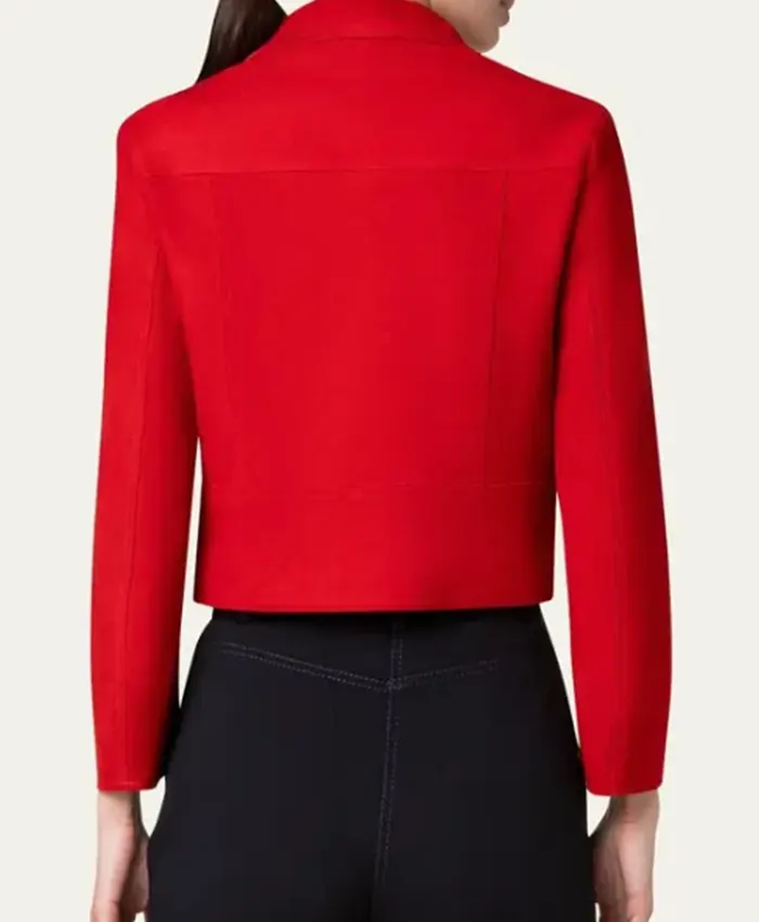 Shop Lana Condor Elsbeth S03 Red Cropped Jacket