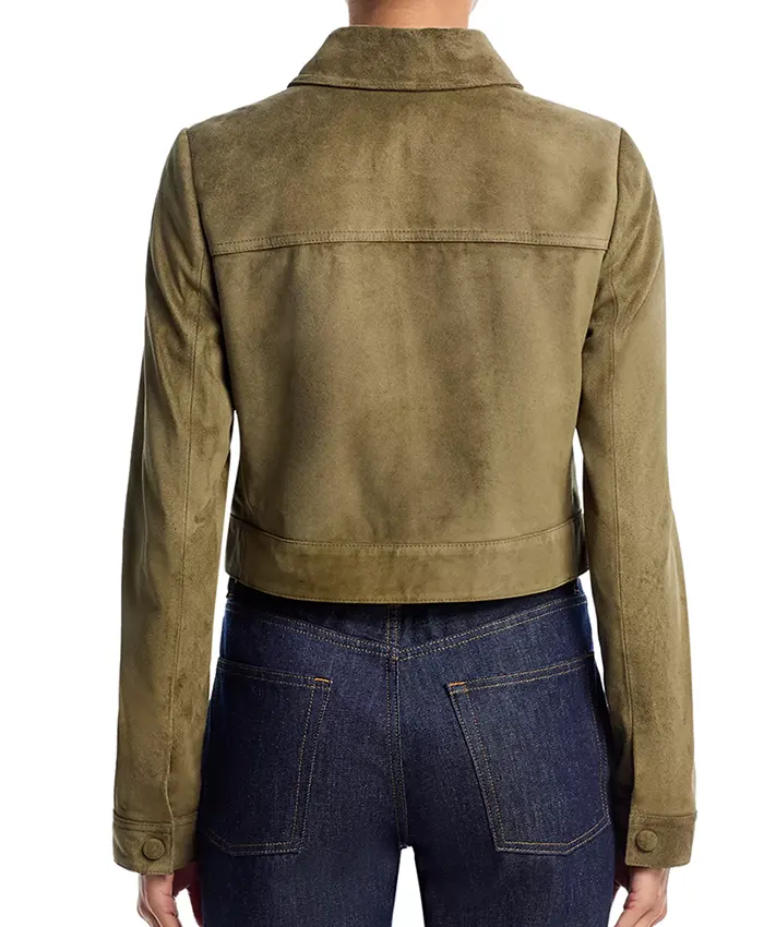 Shop Marissa Gold Elsbeth S03 Green Suede Jacket