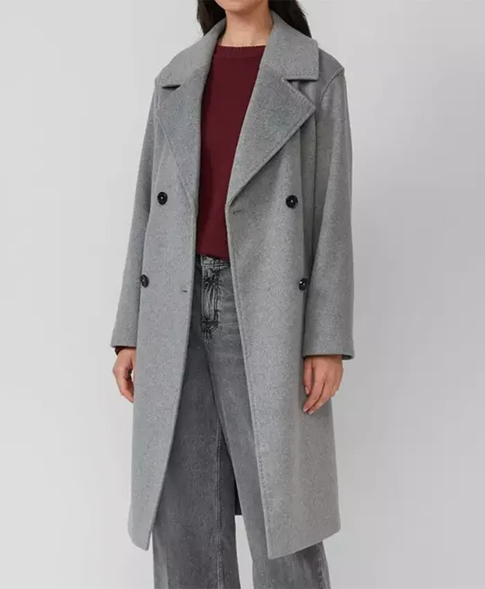 Shop Melissa Barrera The Copenhagen Test S01 Grey Coat