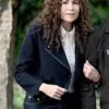 Shop Minnie Driver Run Away Black Wool Biker Jacket