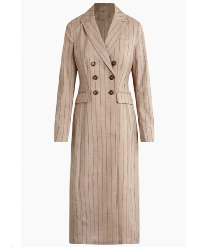 Shop Naomi Hamilton Beyond the Gates Beige Striped Coat