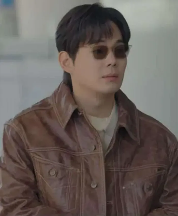 Shop Ryu Kyung soo Our Unwritten Seoul S01 Brown Leather Jacket