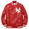 Shop Supreme NY Yankees Full-Zip Leather Varsity Jacket