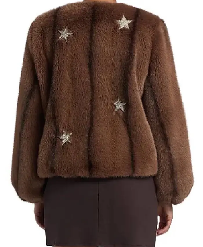 Shop Sveta Elsbeth S03 Brown Star Fur Jacket