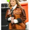 Singer Luísa Sonza Brown Leather Jacket-closeup