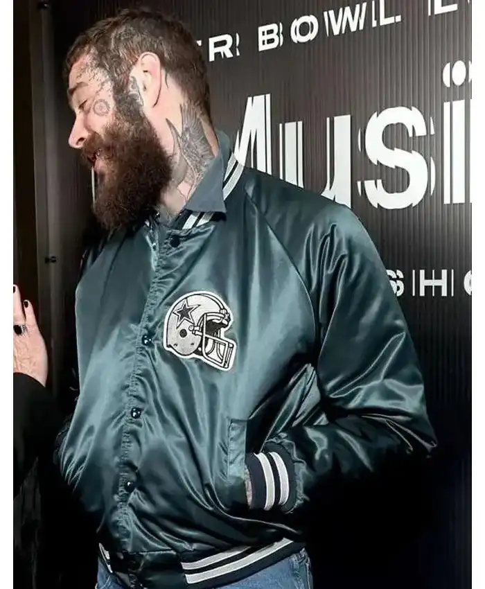 Super Bowl LVIII Halftime Show Post Malone Dallas Cowboys Satin Bomber Jacket