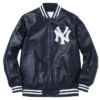 Supreme NY Yankees Full-Zip Leather Varsity Jacket