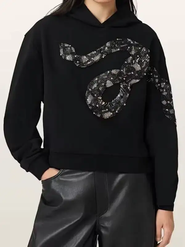 Sveta TV Series Elsbeth Season 3 Valeriya Denga Snake Black Printed Hoodie