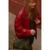 Taylor Swift Chiefs vs Broncos Red Leather Jacket