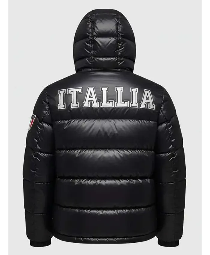 Team Italy Olympics 2026 Black Puffer Jacket For Sale