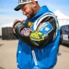The Rolling Loud Festival Rapper Derrick Milano Blue and Black Leather Jacket