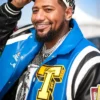 The Rolling Loud Festival Rapper Derrick Milano Blue and Black Varsity Jacket