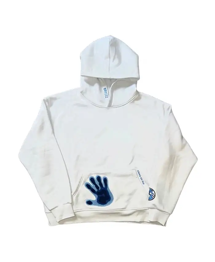Thermal White Blue Pullover Hoodie