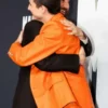 Timothée Chalamet A24’s Marty Supreme Premiere Orange Leather Blazer