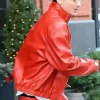 Timothee Chalamet Marty Supreme 2025 Premiere Red Leather Jacket