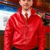 Timothee Chalamet Marty Supreme 2025 Red Leather Jacket