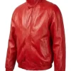 Timothee Chalamet Marty Supreme 2025 Red Leather Jacket- Front
