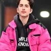 Timothee Chalamet Pink Puffer Jacket