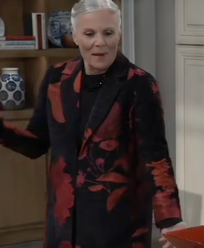 Tracy Quartermaine General Hospital Black Floral Coat