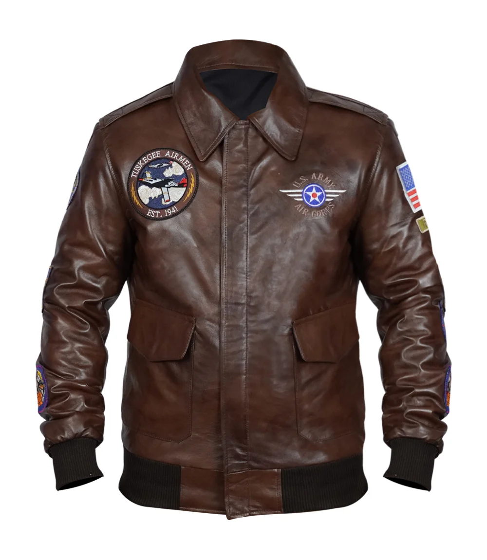 Tuskegee Airmen Brown Leather Jacket