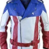 USA Flag Leather Biker Jacket
