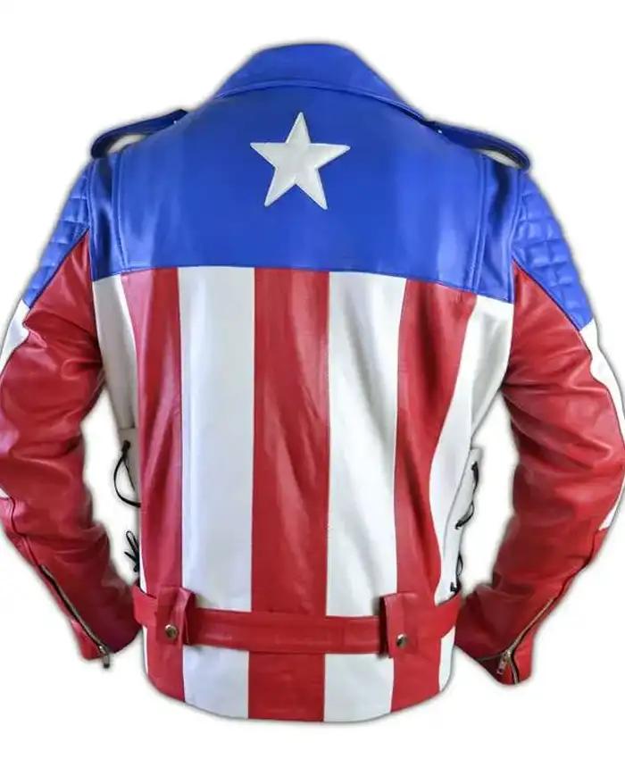 USA Flag Leather Biker Jacket For Sale