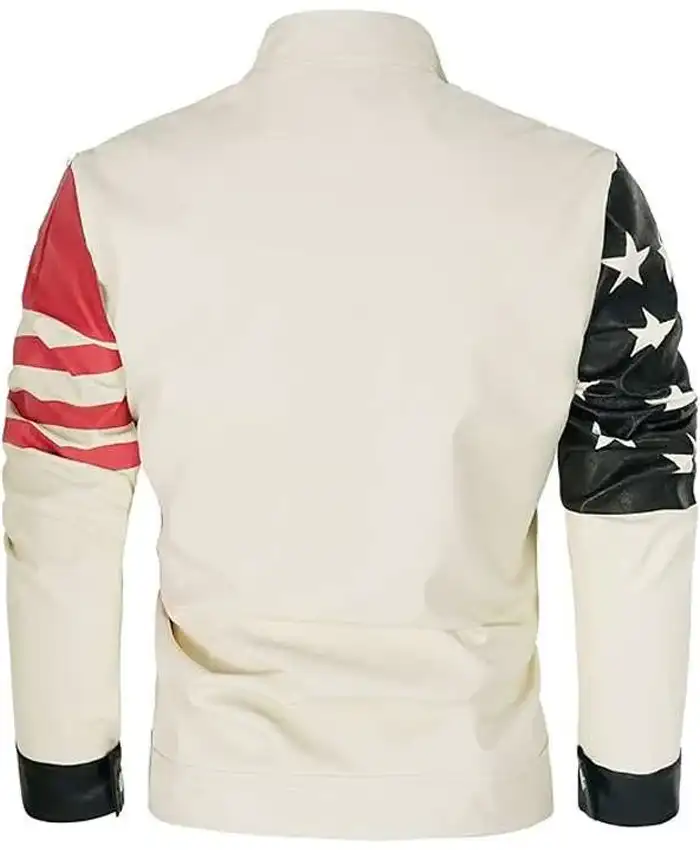 Vintage American Flag Leather Jacket For Sale