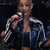 WWE Nikki Bella Black Leather Jacket Front