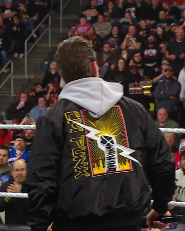 WWE Raw CM Punk Black Hooded Bomber Jacket for Men and Women