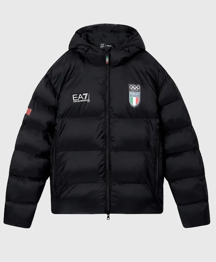 Winter Olympics 2026 Team Italy EA7 Black Puffer Jacket