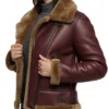 Womens Aviator Brown Shearling Leather Jacket For Sale