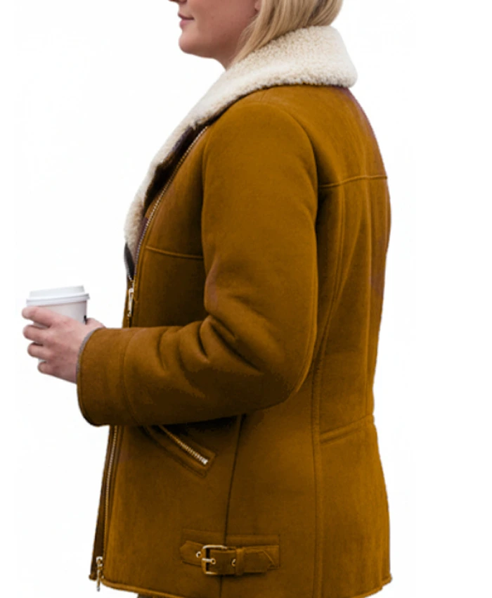 Womens Brown Suede Sherpa Jacket For Sale