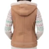 Womens Tan Shearling-Lined Hooded Vest For Sale