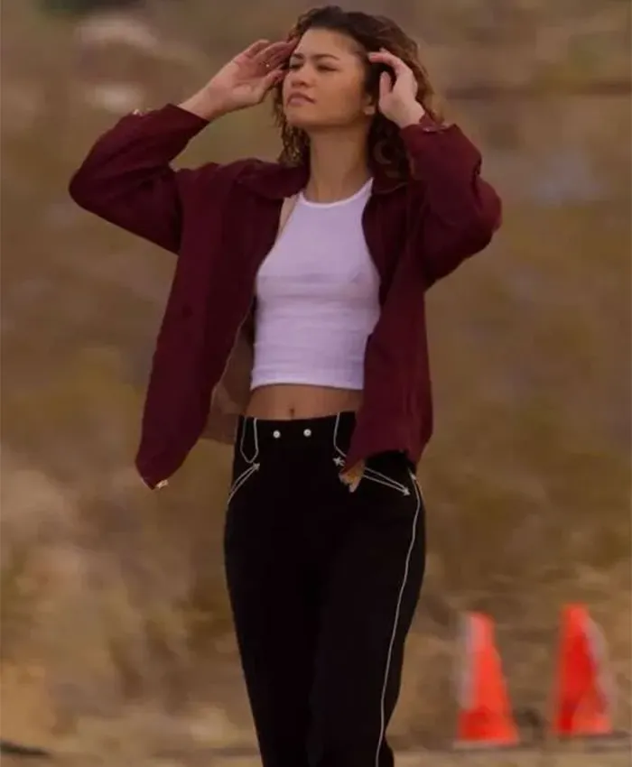 Zendaya Euphoria S03 Red Cotton Jacket For Sale