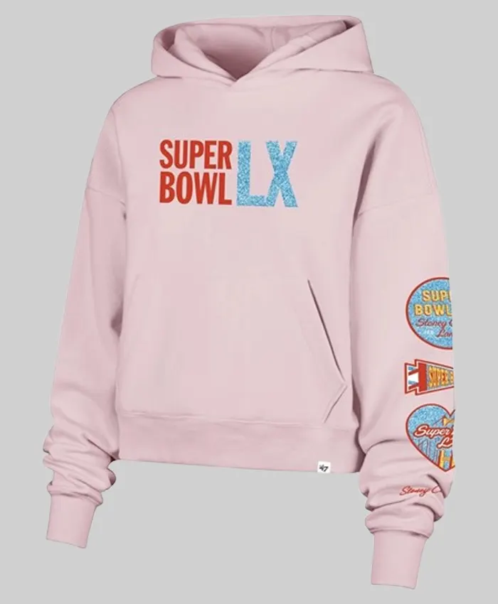 2026 Super Bowl LX ’47 Stoney Clover Lane Women’s Crop Hoodie - pink