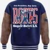 2026 Super Bowl LX San Fransisco Bay Area Roots Blue and Brown Varsity Jacket-buy now and get discount
