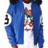 8 Ball Blue Hooded Leather Jacket