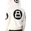 8 Ball Hooded Leather Jacket White Back