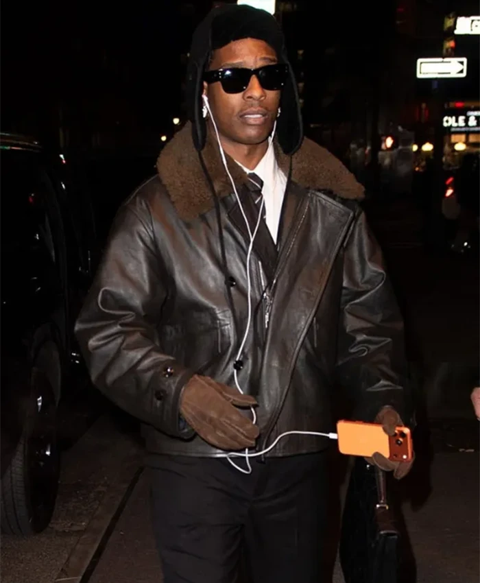 A$AP Rocky NYC 2026 Shearling Aviator Jacket For Sale